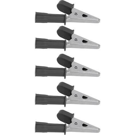 10 Pinces Crocodile Isolées en Laiton avec Douille 4mm, Ouverture 10mm, 20A, J.60046 Noir - Lot de 10 Testeurs de Connexion (1/5)