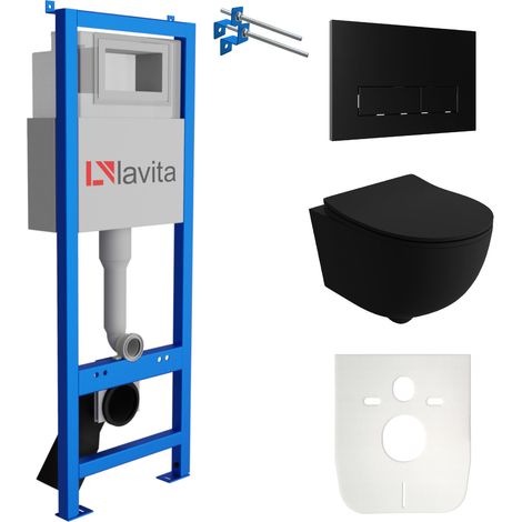 LAVITA WC Set mit Vorwandelement, Wand-WC und Spülknopf (1/5)