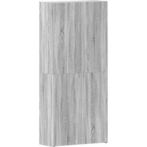 Meuble à chaussures, gris, 80 x 35,5 x 180 cm, bois d'ingénierie. (1/5)