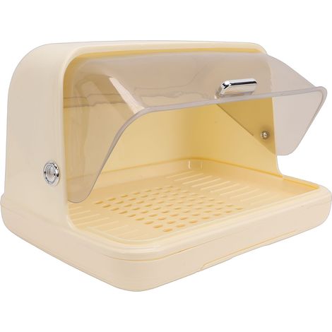 Multifunktionale, platzsparende Geschirrtrocknungsbox mit Deckel, Aufbewahrungsgestell für Plastikbecher und Küchenzubehör, Größe L, Beige (1/5)