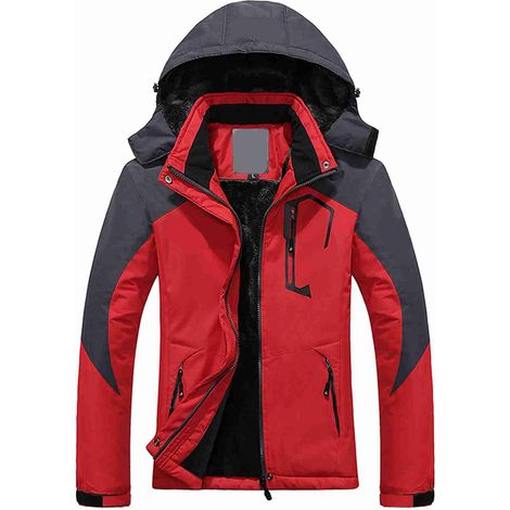 Veste de Ski pour Femme, Veste Chaude d'hiver Coupe-vent avec Capuche Amovible pour la Randonnée, le Camping, le Snowboard, Doublure Polaire Thermique, Poignets (XL) (1/5)