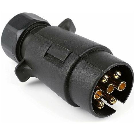 Prise Remorque 7 Broches Fiche Attelage 7 Pin Mâle pour Remorques Voiture, Caravane, Porte-vélo, Fonepro Noir (1/4)