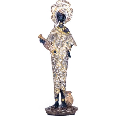 Signes Grimalt Figure de figure africaine Figure africaine africaine et éléphants gris 7x12x34cm 25355 (1/2)