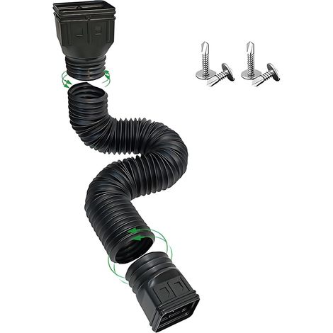 Abflussrohr, flexible Fallrohrverlängerung, schwarzer Dachrinnenverbinder, Regenwasserablaufrohr, Dachrinnenfallrohr-Entsperrer, ausziehbar von 53,3 bis 152,4 cm, ideal für Zementboden und Rasen (1/5)
