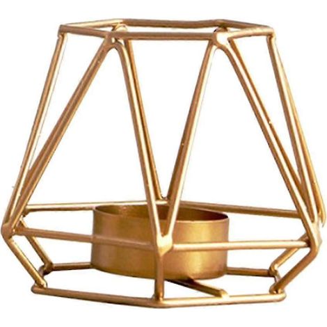 Bougeoir géométrique 3D en fer pour bougie chauffe-plat-Gold S (1/5)