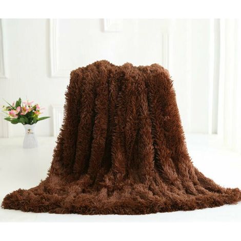 Couverture Longue Fourrure Throw Super Soft Long Shaggy En Fausse Fourrure Legere Rechauffez Confortable Pour Canape Lit Chaise, 51"X 63", Marron - 51"X 63", Marron (1/5)