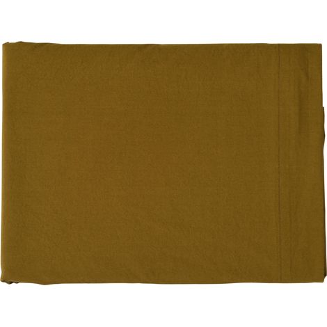 VIVARAISE - Drap plat en coton bio La Cerise sur le Gâteau - Taille 260 x 310 cm - Couleur NUTS (1/2)