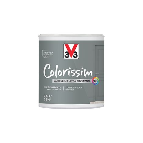 Peinture Multi-supports V33 Colorissim Satin Gris Zinc 0,5 L
