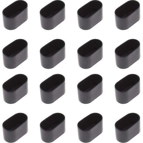 16x Tapa de pata de silla negra, protector flexible de goma antirrayaduras para muebles con mesa ovalada (1/5)