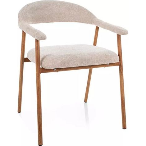 Chaise de table beige avec accoudoirs pieds métal Selma (1/5)