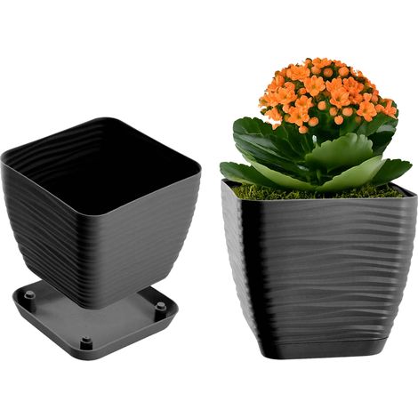 Pot de Fleurs, Matériau Plastique, 12cm x 12cm x 15cm, Compatibilité avec Plantes d'Intérieur, Design Léger, Disponible en Plusieurs Couleurs (1/5)