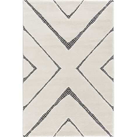 BOBOCHIC - Tapis poils ras RACHIDA motif graphique  120x170 Gris clair (1/5)
