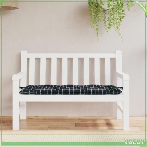 Coussin de banc de jardin - FAFEISY - Carreaux - Noir - 120x50x7 cm - Polyester résistant eau/UV (1/5)