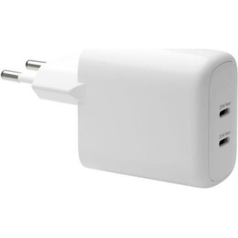 Chargeur Murale - 2 Ports USB-C - 25 W - Blanc - Pour Usage Intérieur - 1 Pièce