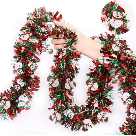 Guirlande de Noël bonhomme de neige pour sapin de Noël, intérieur ou extérieur, cheminée, décoration de fête (5 pièces, 2 mètres chacune)