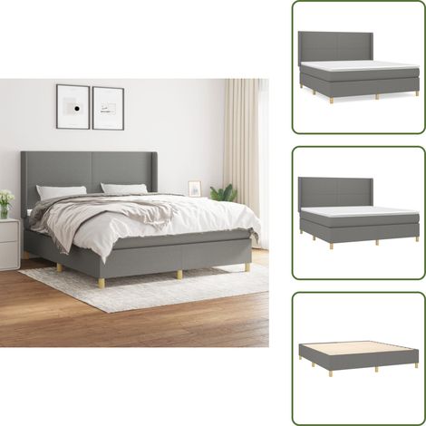 Boxspringbett mit Matratze Dunkelgrau 160x200 cm Stoff - Boxspringbett - Doppelbett - Bettenrahmen - Schlafraum - Schlafzimmer (1/5)