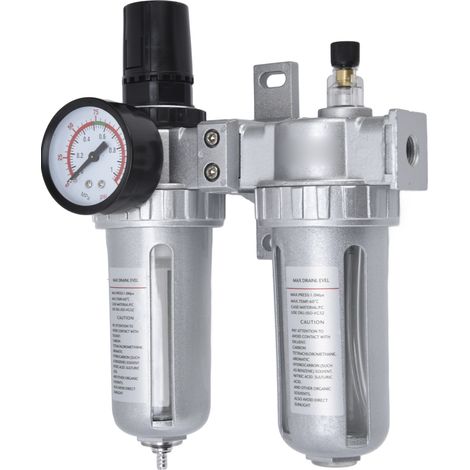 Régulateur filtre air comprimé avec manomètre séparateur d'eau pour compresseur kit 2 pièces SFC400 aluminium (1/5)