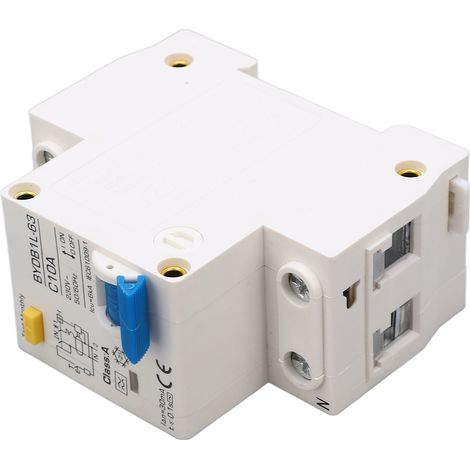 Disjoncteur 1P+N avec protection contre les fuites de courant, 10 A, 230 V CA, montage sur rail DIN, pour usage domestique (1/5)