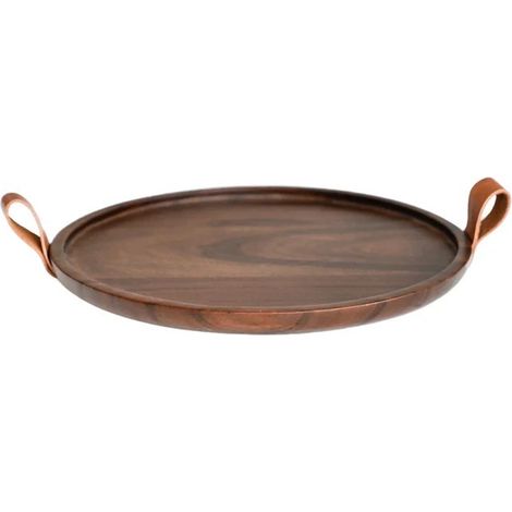 Harvey Candle Plate - Acacia Wood - L28 x W28 x H2 cm - Walnut