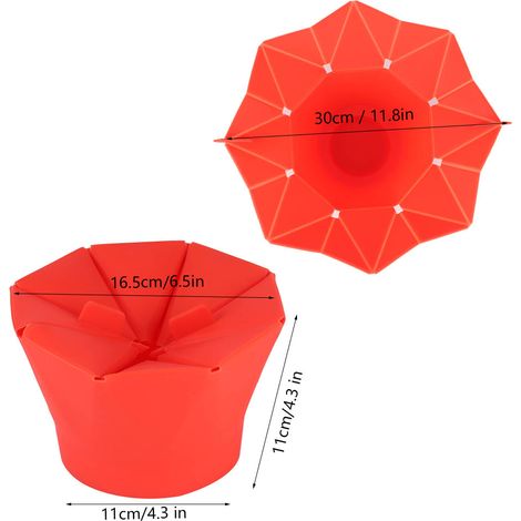 Bol à popcorn pliable pour four à micro-ondes, machine à popcorn en silicone à faire soi-même, outil de cuisine rouge (1/5)