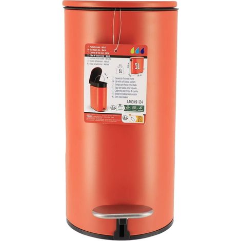 Abfalleimer aus metall, oval, 5l, mit fallbremse und pedal aus edelstahl - siena-erde - Tendance