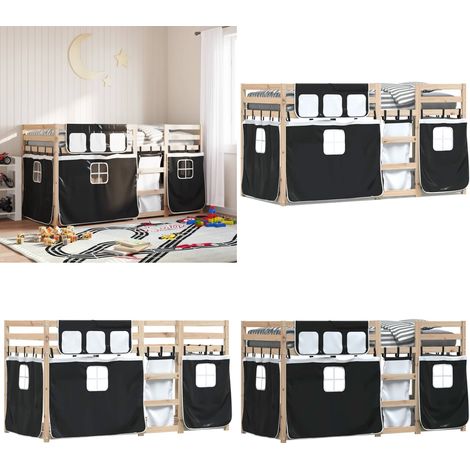 Lit superposé sans matelas 90x200 cm bois de pin massif - Lit Superpose - Lit Mezzanine - Lit Enfant - Lit Design - Meuble Rangement - Home & Living