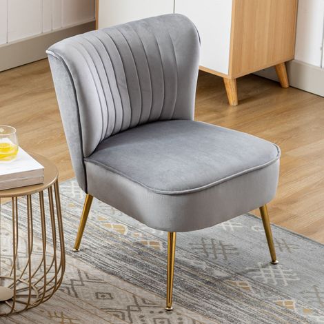 Wahson Fauteuil Relax en Velours, Fauteuil Confortable Fauteuil Scandinave avec Siège Épais Fauteuils Rembourrée pour Salon et Chambre, Gris