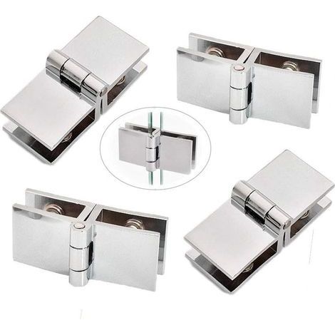 4pcs Glass Door Clip Hinge, Stainless Steel Glass Door Hinge, Glass Folding Hinge, Door Clamp Hinge, C (1/4)