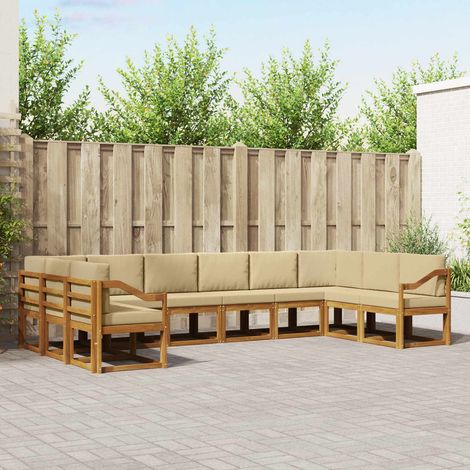 Outdoor-Sofagarnitur mit Kissen 10 pcs Natur und Beige (1/5)