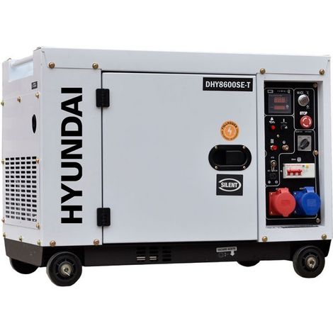 Hyundai – Groupe électrogène diesel insonorisé 7,9 kVA triphasé et 6 kW monophasé – Moteur 4 temps – Démarrage facile – 10h autonomie à 50% (1/3)
