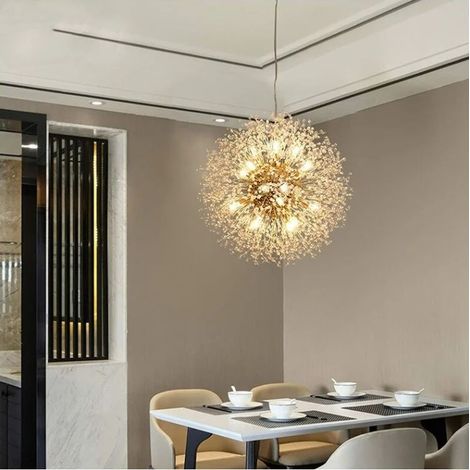 Forme Ronde Moderne Led Pissenlit Spoutnik Lustre Feux D'artifice Plafond Luminaires Suspendus Pour La Maison Salon 8 Têtes (1/5)