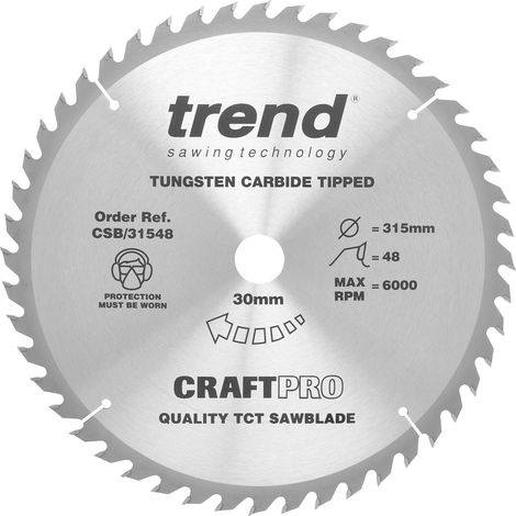 Trend Lama per sega circolare CraftPro TCT combinata, diametro 315 mm x 48 denti x foro 30 mm, punta in carburo di tungsteno, CSB/31548 (1/5)