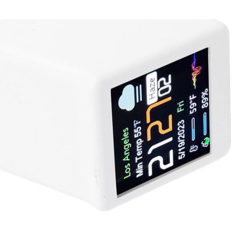 Eosnow LCD Electronic Desktop Clock with Digital Display, Calendar, Temperature, Weather Forecast, WiFi Station, and Networking - White (1/5)