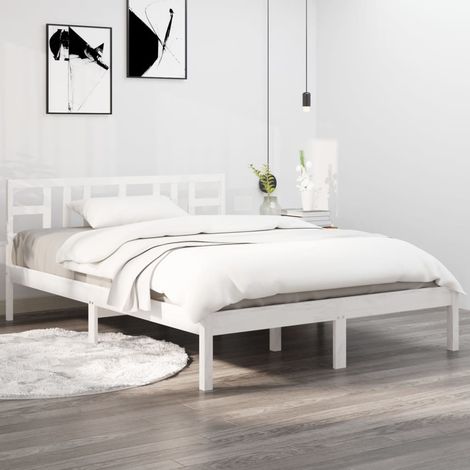 Bed Frame without Mattress White 120x200 cm Solid Wood vidaXL (1/5)