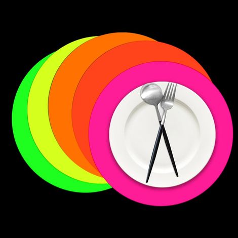 Lot de 50 sets de table jetables en papier fluo phosphorescents pour décorations de fête d'anniversaire'Parent'-'- (1/5)