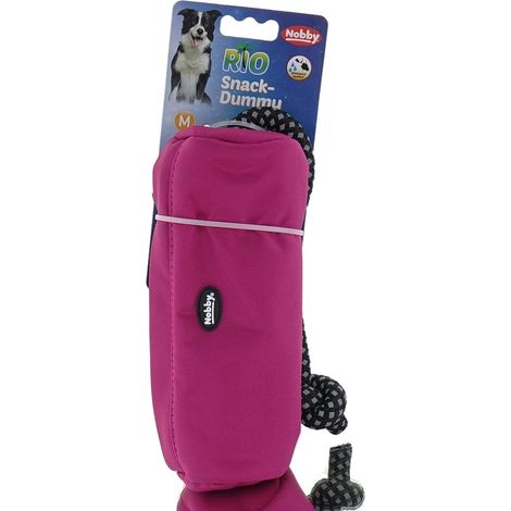 Nobby – Dummy à friandises RIO – Framboise, Ø 7 cm, hauteur 20 cm, nylon
