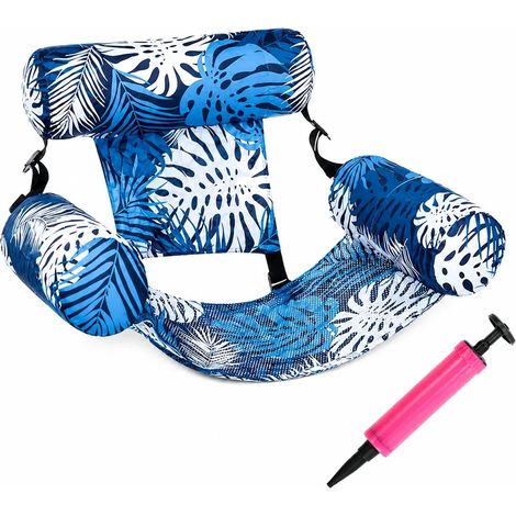 Gloovi Fauteuil Piscine Premium, Fauteuil Flottant Gonflable Adulte avec Porte-Gobelet Et Accoudoirs, Chaise De Relaxation Aquatique Résistante UV pour Piscine（La couleur de la pompe à air est attribu
