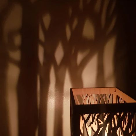 Porte-bougie chauffe-plat en bois, motif forêt, pour la décoration de table et les fêtes. (1/5)