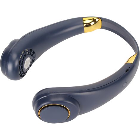 Ventilateur de cou sans pales silencieux USB rechargeable 3 vitesses réglables portable à porter autour du cou pour voyage extérieur bleu (1/5)