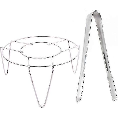 Pince à glaçons en acier inoxydable de 15 cm et support pour panier vapeur en acier inoxydable, hauteur de 7,6 cm. (1/3)