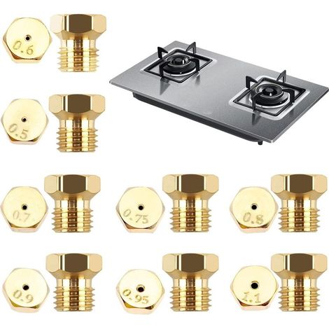 (Lot 16) 16 Pièces Gicleurs Gaz - Kit Multitailles (0.5-1.1mm) pour Gaz Butane/Propane - Filetage M6×0.75 - Buses de Précision pour Brûleurs Chaudières, Poêles & Appareils Gaz - Acier Résistant (1/5)