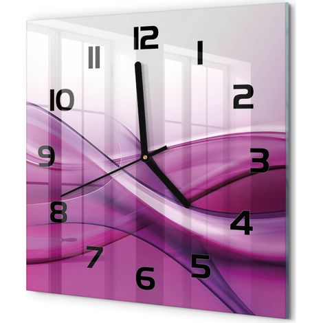 Horloge Murale Carrée Déco Murale Artistique Verre Silencieuse Salon Chambre Arrière-plan de vague 30x30 cm (1/5)