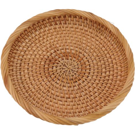 Plateau à fruits en rotin tressé à la main, élégant et traditionnel, en rotin naturel, pour table ou comptoir de cuisine (taille M).