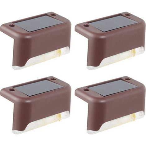 FENOPLASTICA4 Pièces Éclairage Solaire Extérieur pour Escaliers Lumière LED Étanche Décoration Jardin Mur Clôture Rampe Idéal Chemin Maison - KZQ (1/5)