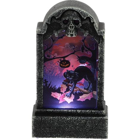 Halloween Pierre Tombale Lumière LED Lumineux Thème Créatif Fête Décoration De Bureau (Motif De Chat Noir) (1/2)