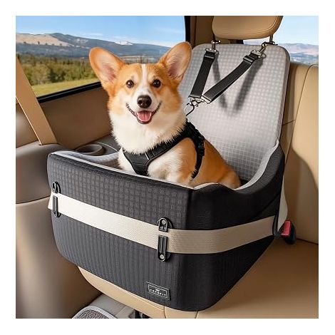 Siège Auto pour Chien, Coussin Mémoire de Forme, Housse Lavable, Coussin Double Face Noir (1/5)