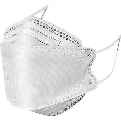 Lot de 100 masques jetables pour adultes, véritables bandanas 4 plis avec barrette nasale ajustable et respirants - Blanc (1/4)