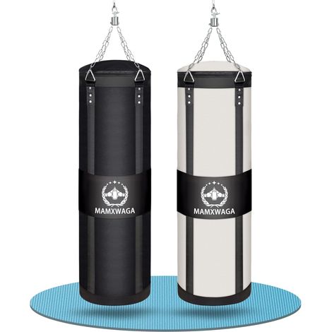 Sac de Frappe Adulte en Toile 120 cm, Lourd Boxe Punch Bag avec Rotateurs, Non-Rempli Canvas Punching Bag Charge Maximale 80 kg
