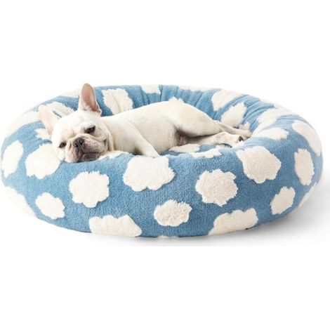 Panier rond pour chien Donut de taille moyenne, idéal pour l'intérieur, apaisant, avec housse lavable, joli panier moderne pour chiots (1/4)