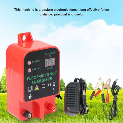Clôture électrique pour bétail, électrificateur de clôture étanche pour animaux, haute puissance, 2 modes d'alimentation pour ferme avicole (1/5)